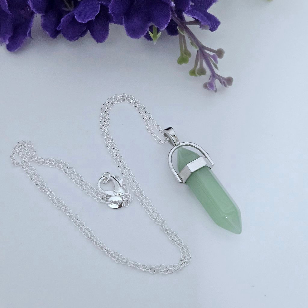 Stainless Steel Green Aventurine Pendant Necklace